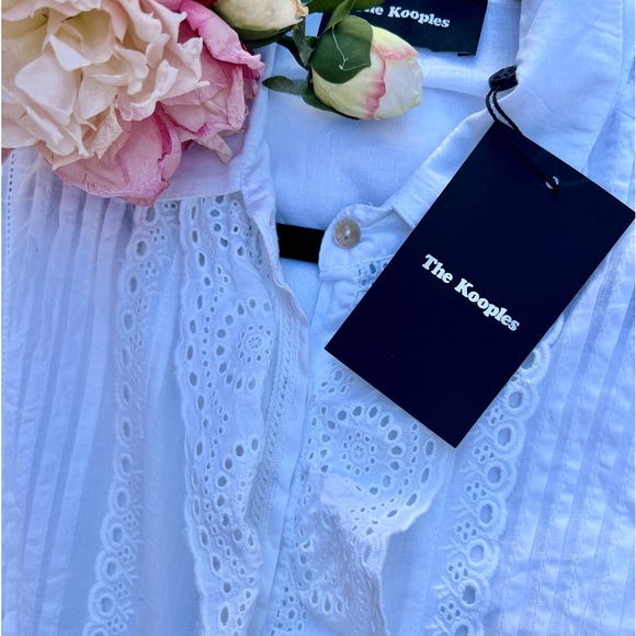 The Kooples Vintage Style White Lace Ruffled Long Sleeve Blouse Top NWT - Picture 7 of 9